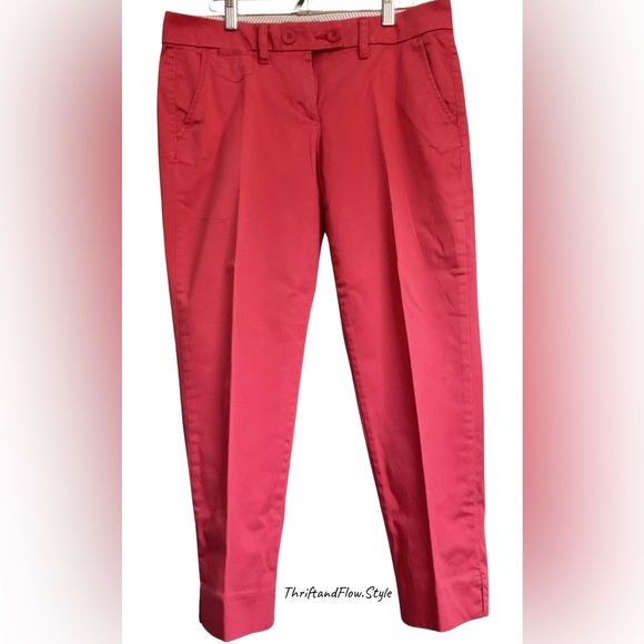 NWOT | CROP PANTS | SIZE 8 |TOMMY HILFIGER | CORAL BRICK | COTTON | SPANDEX - Picture 2 of 12